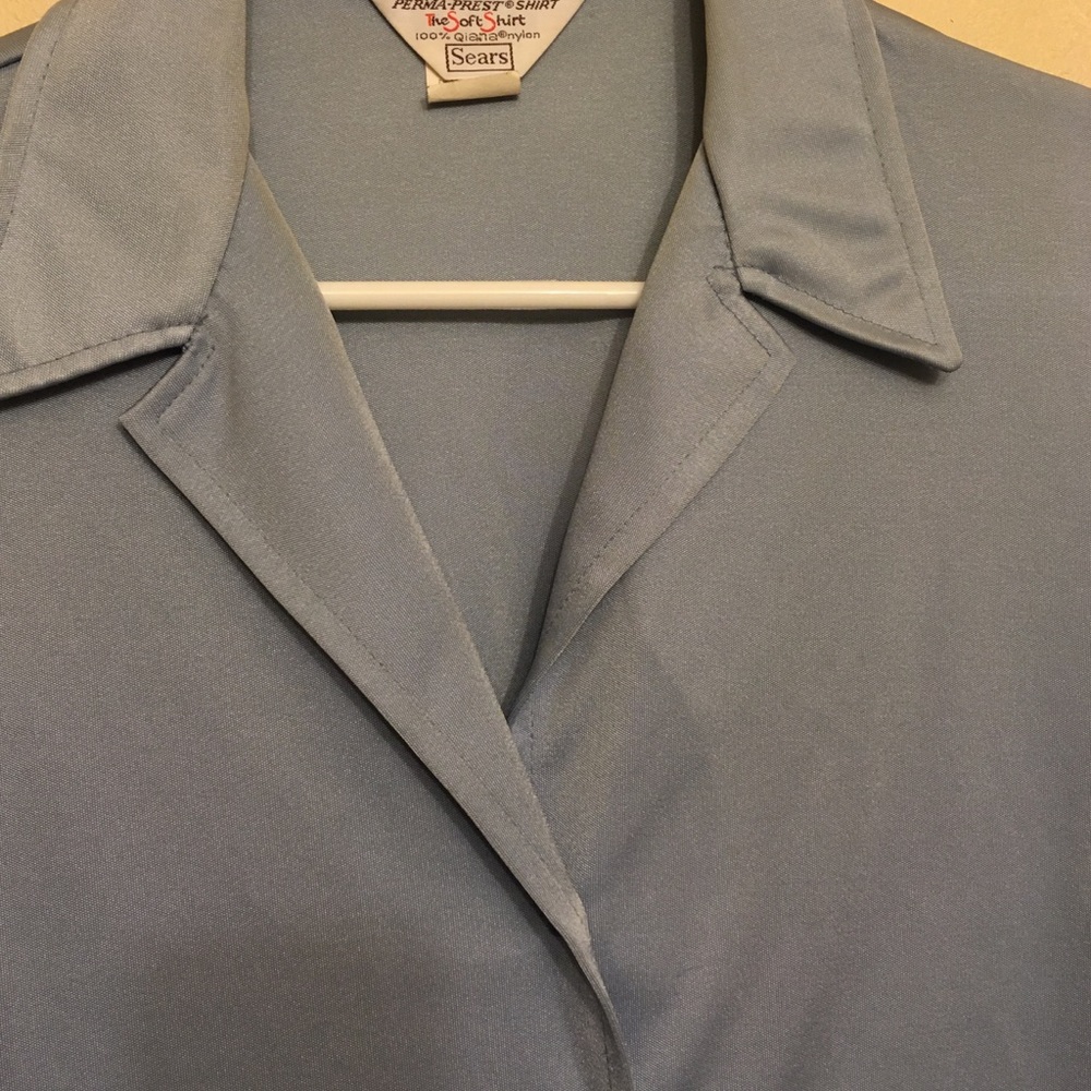 Sears Perma Prest Soft Shirt Button Down LT BLUE